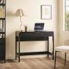 Walker Edison Transitional Office Design, Reeded Drawer Front Detail, Writing Desk with Drawer, Spacious Desktop, Complementary in Living Spaces, 38”W x 16.75”D x 30”H, Black(Black)