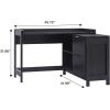 Walker Edison Transitional Office Design, Writing Desk with Drawers and Open Cubbies, Spacious Desktop, Reversible Fit, Complementary in Living Spaces, 49.75”L, Black(Black)