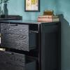 Walker Edison Transitional Office Design, Writing Desk with Drawers and Open Cubbies, Spacious Desktop, Reversible Fit, Complementary in Living Spaces, 49.75”L, Black(Black)
