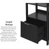Walker Edison Transitional Reeded Narrow Open Bookshelf with Drawer Home Office Living Room, Bedroom, 4-Shelf Bookcase with Bottom Storage, 22 Inch, Black(Black)