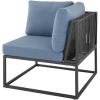 Walker Edison Tropez Contemporary Steel Frame Modular Armless Patio Chair with Rope Cord Detail, 27 Inch, Blue(Blue)