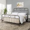 Walker Edison Vintage Antique Metal Iron Pipe King Size Bed Headboard Footboard Bed Frame Bedroom, King, Bronze(Bronze)