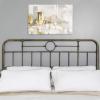 Walker Edison Vintage Antique Metal Iron Pipe King Size Bed Headboard Footboard Bed Frame Bedroom, King, Bronze(Bronze)