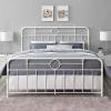 Walker Edison Vintage Antique Metal Iron Pipe King Size Bed Headboard Footboard Bed Frame Bedroom, King, Bronze(White)