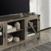 Walker Edison Wesley Modern Farmhouse Glass Door TV Stand for TVs up to 65 Inches, 58 Inch, Stone Grey, Without Fireplace(Grey Wash)