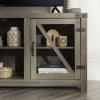 Walker Edison Wesley Modern Farmhouse Glass Door TV Stand for TVs up to 65 Inches, 58 Inch, Stone Grey, Without Fireplace(Grey Wash)