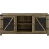 Walker Edison Wesley Modern Farmhouse Glass Door TV Stand for TVs up to 65 Inches, 58 Inch, Stone Grey, Without Fireplace(Rustic Oak)