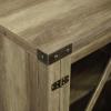 Walker Edison Wesley Modern Farmhouse Glass Door TV Stand for TVs up to 65 Inches, 58 Inch, Stone Grey, Without Fireplace(Rustic Oak)
