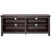 Walker Edison Wren Classic 4 Cubby TV Stand for TVs up to 65 Inches, 58 Inch, Brown(Espresso)