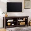 Walker Edison Wren Classic 4 Cubby TV Stand for TVs up to 65 Inches, 58 Inch, Brown(Espresso)