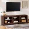 Walker Edison Wren Classic 6 Cubby TV Stand for TVs up to 80 Inches, 70 Inch, Black(Brown)