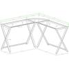 Walker Edison Wright Modern X Leg Glass Top Corner Computer Gaming L Shape Desk Home Office, 51 Inch, White