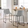 Walker Edison Xuma Modern Faux Leather Armless Low Back Counter Stool, Set of 2, Whiskey Brown(Grey)