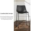 Walker Edison Xuma Modern Faux Leather Armless Low Back Counter Stool, Set of 2, Whiskey Brown(Urban Black)