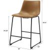 Walker Edison Xuma Modern Faux Leather Armless Low Back Counter Stool, Set of 2, Whiskey Brown(Whiskey Brown)