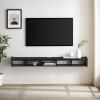Walker Edison Zee Modern Floating Mounted Minimalist TV Stand, 65 Inch Length, for TVs up to 70 Inches, Solid Black(Solid Black)
