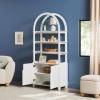 Walker Edison Zoey Modern Arched Wood Open Bookcase 72 Inch, Green(White)