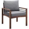 Walker Edison 2 Person Outdoor Patio Modern Wood and Metal Loveseat with Washable Cushions All Weather Backyard Conversation Garden Poolside Balcony, 48 Inch, Dark Brown and Grey(Chair Set)