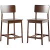 Walker Edison 2-Piece Minimalist Solid Wood Counter Stool, Set of 2, Black(Walnut)