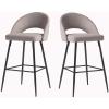 Walker Edison 2-Piece Modern Metal-Frame Upholstered Barstool, Set of 2, Mushroom(Mushroom)