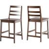 Walker Edison 2-Piece Modern Solid Wood Ladder-Back Counter Stool, Set of 2, Black(Walnut)