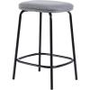 Walker Edison 2-Piece Modern Upholstered Backless Counter Stool, Set of 2, 24 Inch, Charcoal(Charcoal)