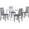 Walker Edison 4 Person Modern Farmhouse Wood Small Dining Table Dining Room Kitchen Table Set 4 Chairs Set, 48 Inch, White and Grey(White and Grey)