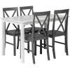 Walker Edison 4 Person Modern Farmhouse Wood Small Dining Table Dining Room Kitchen Table Set Dining 4 X Chairs Set, 48 Inch, White and Grey(White and Grey)