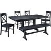 Walker Edison 6 to 8 Person Wood Modern Farmhouse Expandable Dining Room Table with Leaf Kitchen Dining Chairs, 60 Inch, Antique Black(Black)