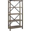 Walker Edison Andersen Urban Industrial Metal X Back 4 tier Bookshelf, 64 Inch, Grey Wash(Grey Wash)