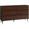 Walker Edison Atticus Mid-Century Modern Detailed 6-Drawer Solid Wood Dresser, 59 Inch, Walnut(Walnut)