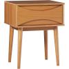 Walker Edison Atticus Solid Wood Retro 1-Drawer Nightstand, 25 Inch, Walnut(Caramel)