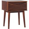 Walker Edison Atticus Solid Wood Retro 1-Drawer Nightstand, 25 Inch, Walnut(Walnut)