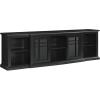 Walker Edison Bardot Classic Glass-Front 2-Door Storage Stand for TVs up to 88 Inches, 80 Inch, Black(Black)