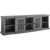 Walker Edison Bardot Classic Glass-Front 2-Door Storage Stand for TVs up to 88 Inches, 80 Inch, Black(Grey)