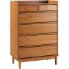 Walker Edison Blythe Mid-Century Modern Tray-Top Solid Wood 6-Drawer Dresser, 30 Inch, Caramel(Caramel-t)