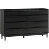 Walker Edison Blythe Mid-Century Modern Tray-Top Solid Wood 9-Drawer Dresser, 60 Inch, Black(Black)