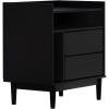 Walker Edison Blythe Mid-Century Modern Tray-Top Storage Nightstand 25 Inch White(Black)