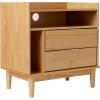 Walker Edison Blythe Mid-Century Modern Tray-Top Storage Nightstand 25 Inch White(Natural Pine)