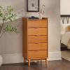 Walker Edison Blythe Scandi Minimalist 5-Drawer Solid Wood Dresser, 43 Inch, Caramel