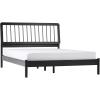 Walker Edison Clemente Mid-Century Modern Spindle Headboard King Bedframe, King Size, Caramel(Black)