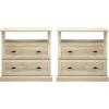 Walker Edison Clyde Classic Rustic 2-Drawer Open-Cubby Nighstands End Side Tables Living Room Bedroom Storage, White Oak(White Oak)