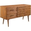 Walker Edison Deluca Boho Solid Wood 2 Door Sideboard with Prism Detail, 58 Inch, Caramel(Caramel)