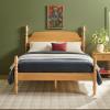 Walker Edison EZ Assembly™ Traditional Wood Spindle Post Bed, Modern Farmhouse Bed Frame Queen Bed Frame with Headboard, No Box Spring Required, Queen Size, Dark Brown(Natural)