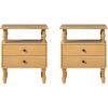 Walker Edison Easy Assembly Wood 2 Drawer Spindle Nightstand – Natural(Natural)