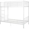 Walker Edison Elodie Urban Industrial Twin over Twin Metal Bunk Bed, Twin over Twin, Black(White)