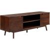 Walker Edison Emery Mid Century Modern Solid Wood TV Stand for TVs up to 80 Inches 70 Inch Walnut(Walnut)