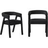 Walker Edison Ezra Modern Solid Wood Rounded Back Dining Chair – Natural (Set of 2)(Black)