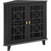 Walker Edison Fretwork Corner Accent Cabinet – Black(Black)