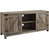 Walker Edison Georgetown Modern Farmhouse Double Barn Door TV Stand for TVs up to 65 Inches, 58 Inch, Grey